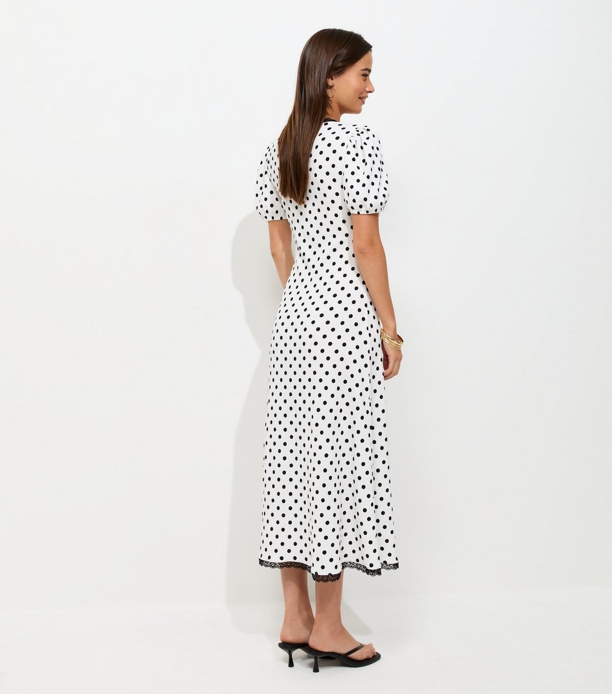 New Look Women's Cream Polka Dot Short Sleeve Midi Dress New Look - 4