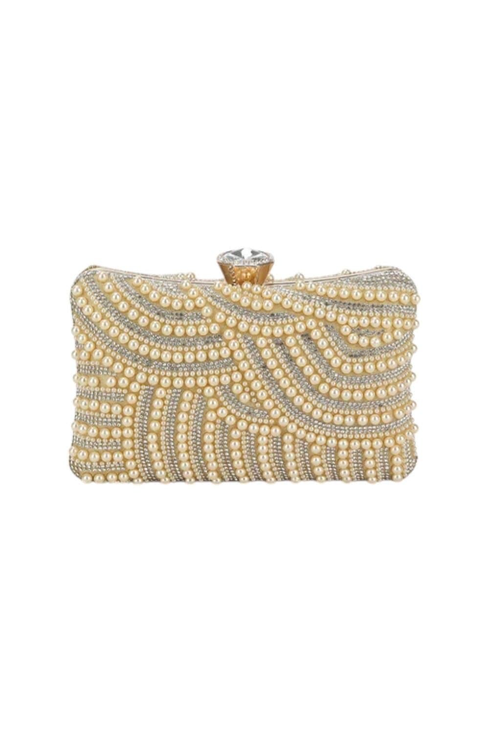 D2C D2C Women's Pearl Embellished Clutch Bag in Gold