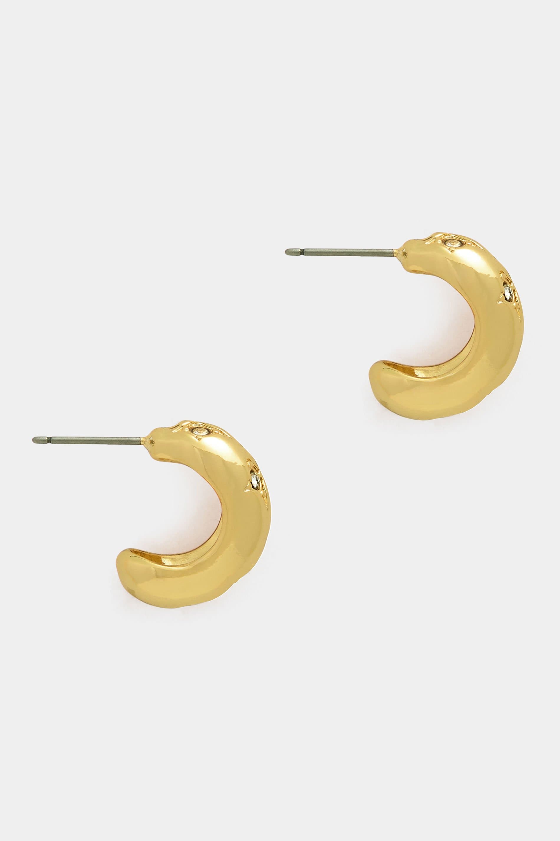 Yours Gold Diamante Chunky Hoop Earrings