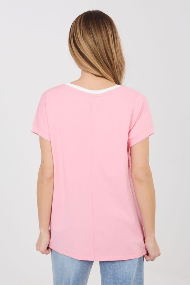Love Lace Love Lace Women's Casual Cotton Elastane Blouse with Sequin in Pink - 3
