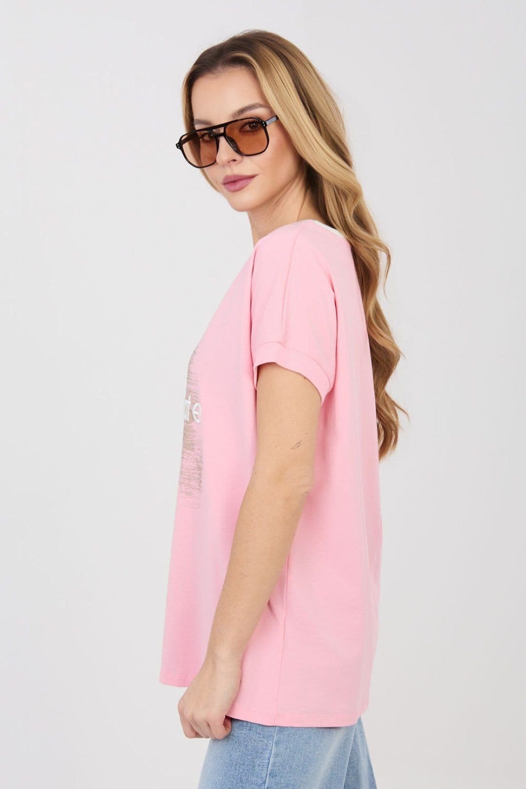 Love Lace Love Lace Women's Casual Cotton Elastane Blouse with Sequin in Pink - 4