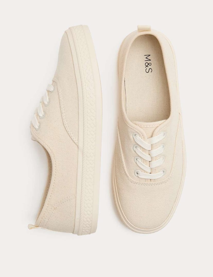Marks & Spencer M&S Canvas Plimsoll Trainers Cream - 1