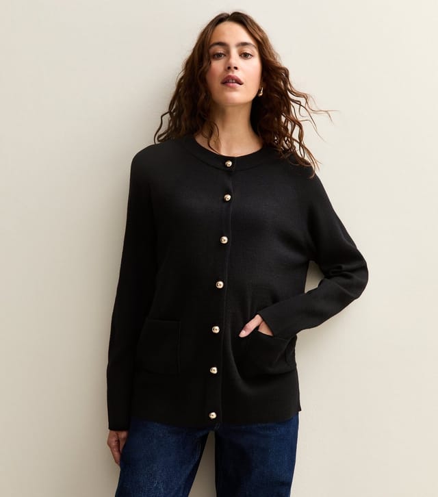 New Look Women's Black Longline Crew Neck Cardigan New Look - 2