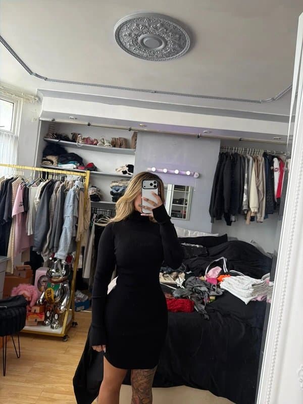 Bershka Black rib body con Dress