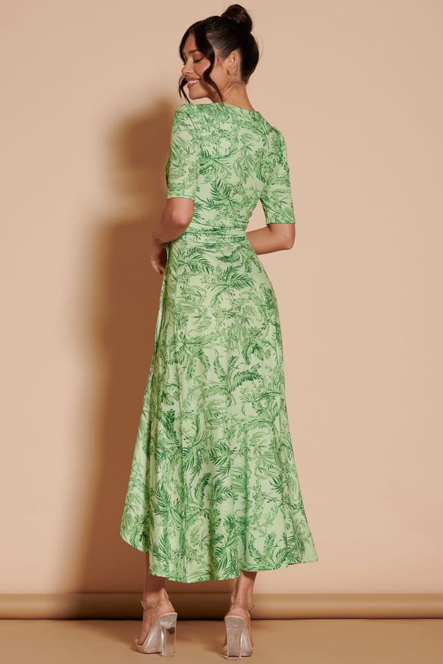 Jolie Moi Jolie Moi Women's Ruffle Hem Jersey Maxi Dress in Green - 2