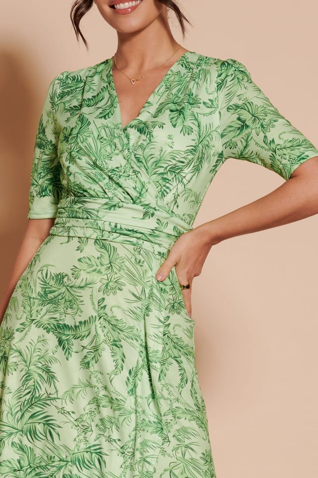 Jolie Moi Jolie Moi Women's Ruffle Hem Jersey Maxi Dress in Green - 3