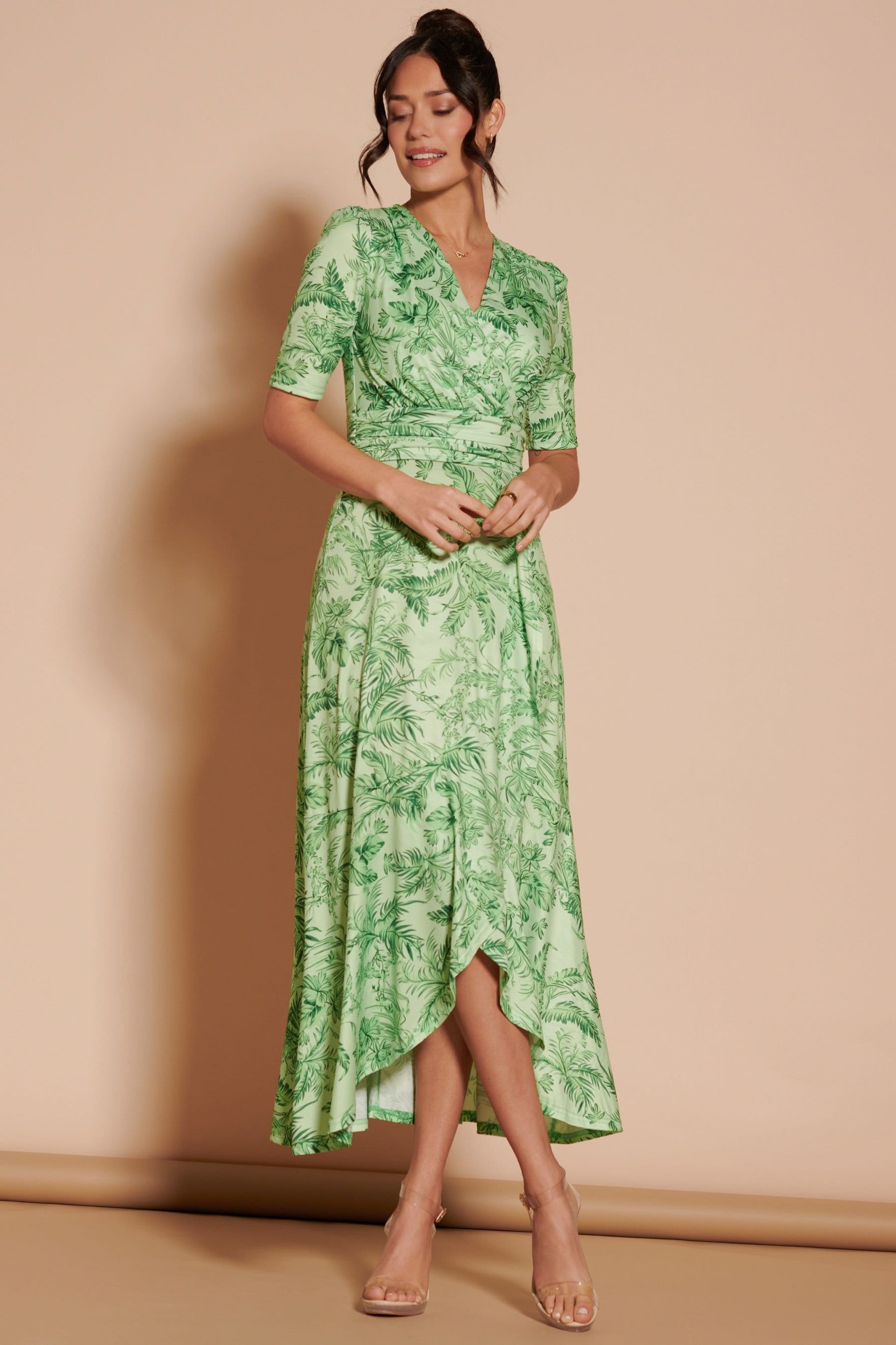 Jolie Moi Jolie Moi Women's Ruffle Hem Jersey Maxi Dress in Green - 4