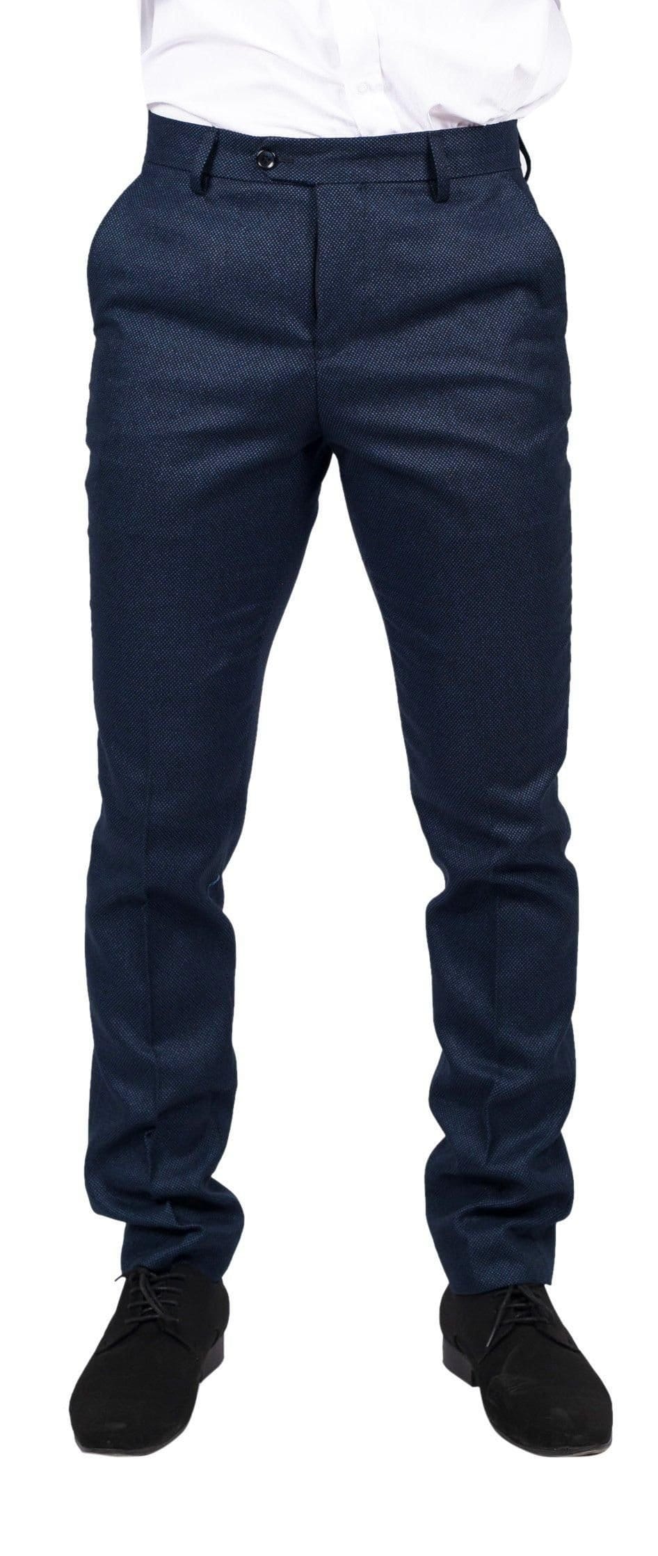 Paul Andrew Navy Birdseye Wedding Trousers