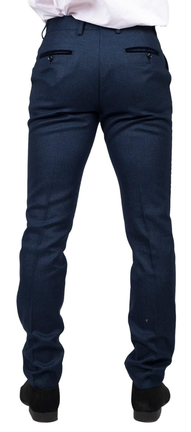 Paul Andrew Paul Andrew Men's Arthur Birdseye Wedding Formal Trousers in Navy - 3