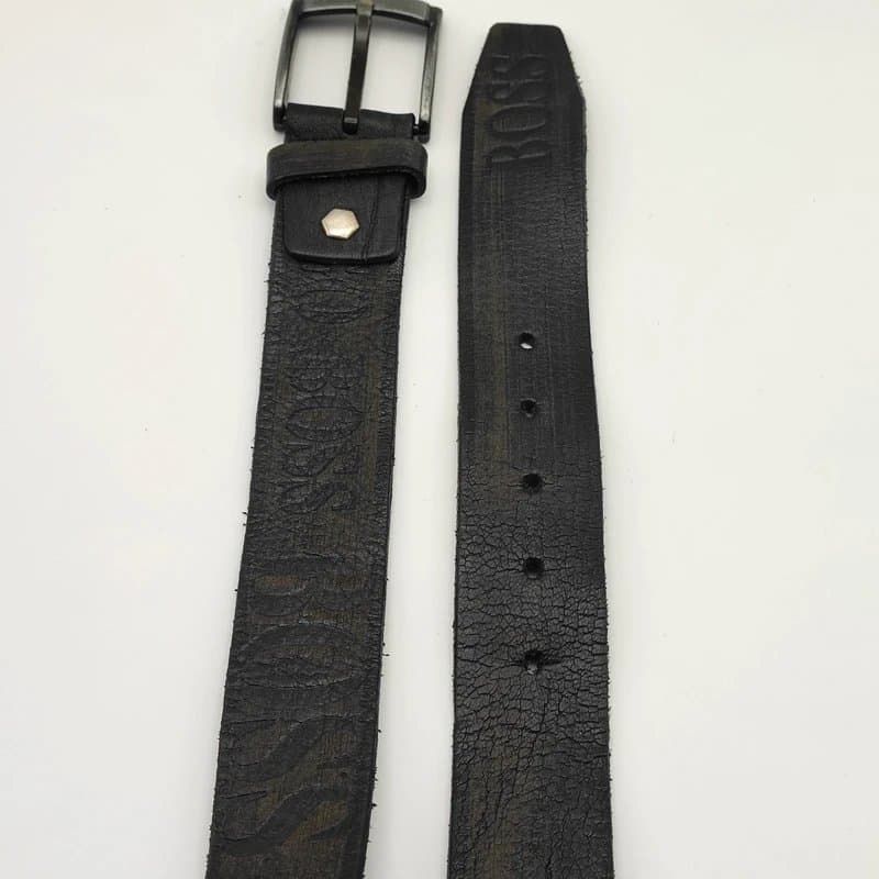 Hugo Boss Hugo Boss black Leather Western studded Buckled Belt Worn In