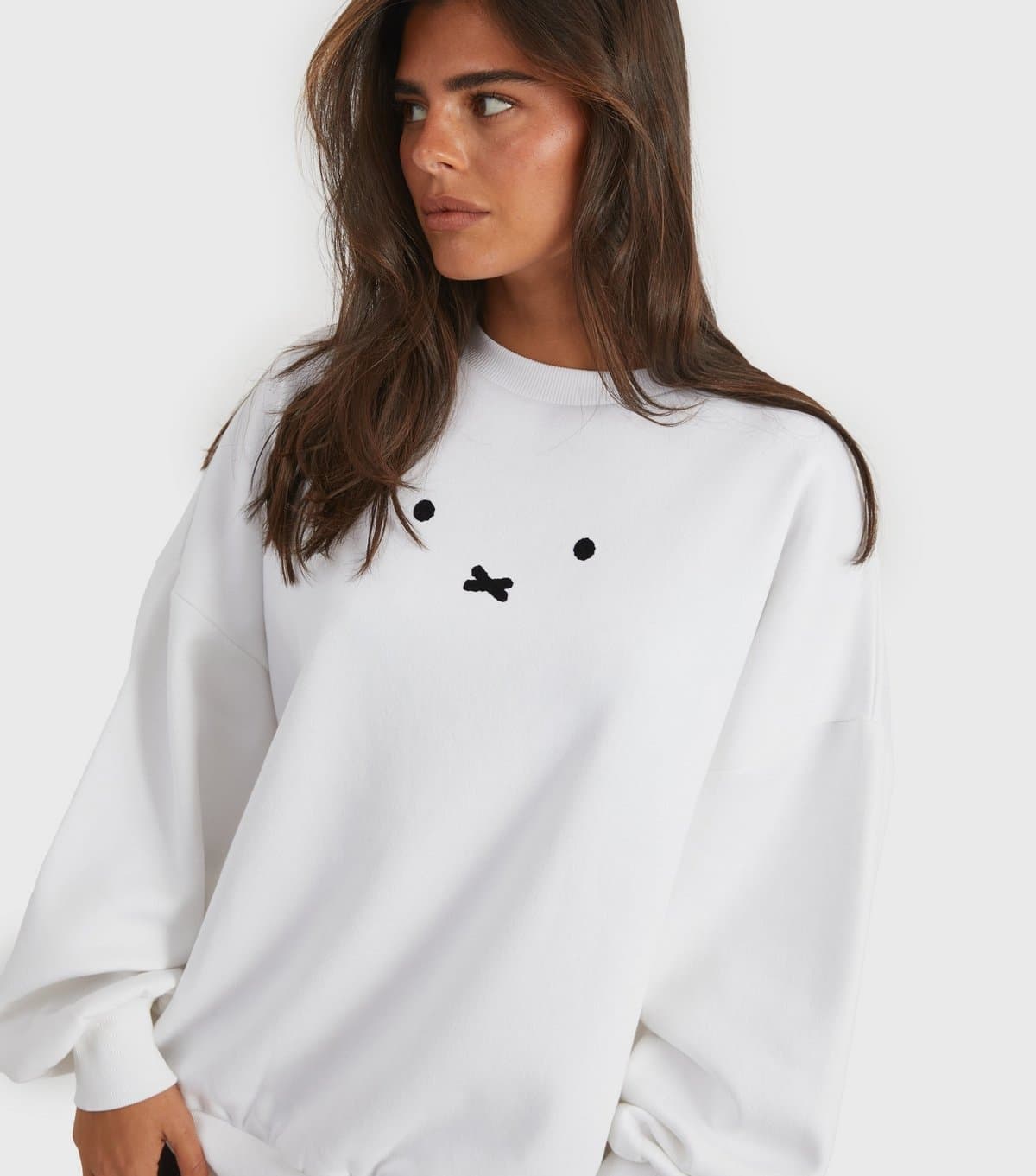 Skinnydip Women's White Miffy Face Oversized Sweatshirt Skinnydip New Look