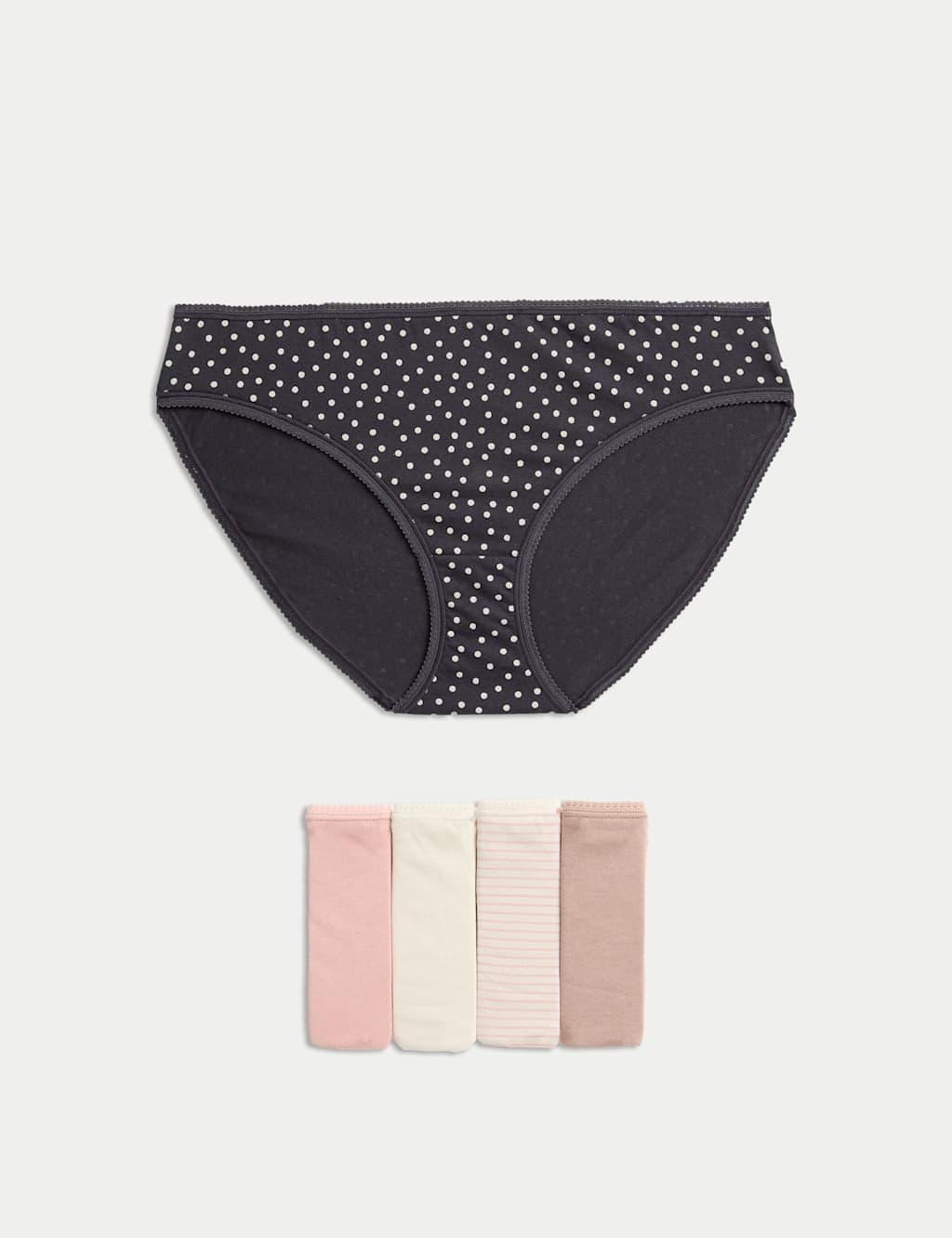 Marks & Spencer M&S 5pk Pure Cotton Printed Bikini Knickers Ivory Mix