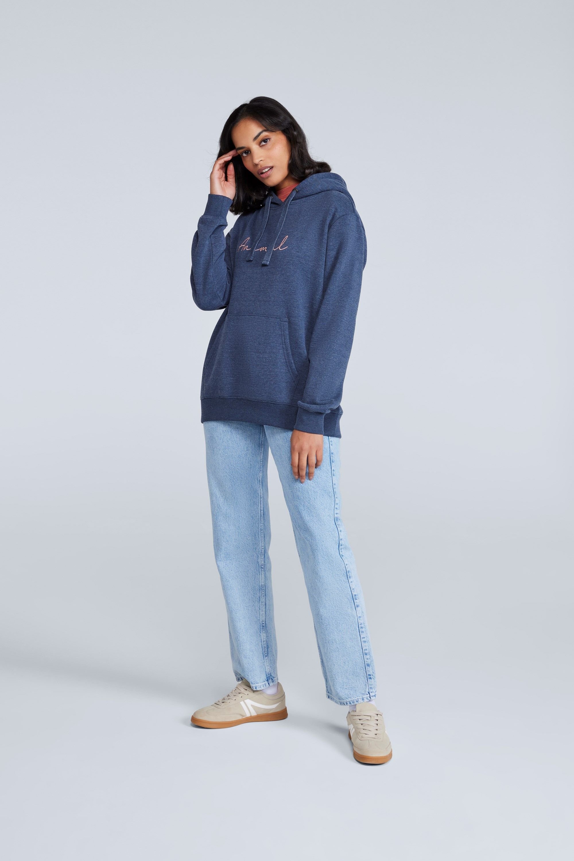 Animal Animal Women's Maya Hoodie Sweatshirt Gym Training Cotton Pullover in Dark Blue - 3