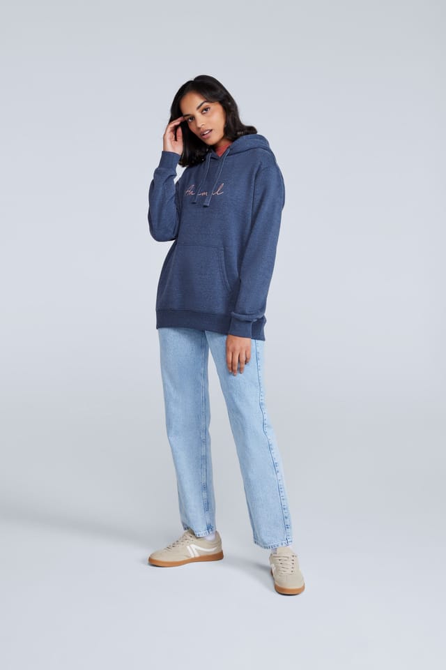 Animal Animal Women's Maya Hoodie Sweatshirt Gym Training Cotton Pullover in Dark Blue - 3