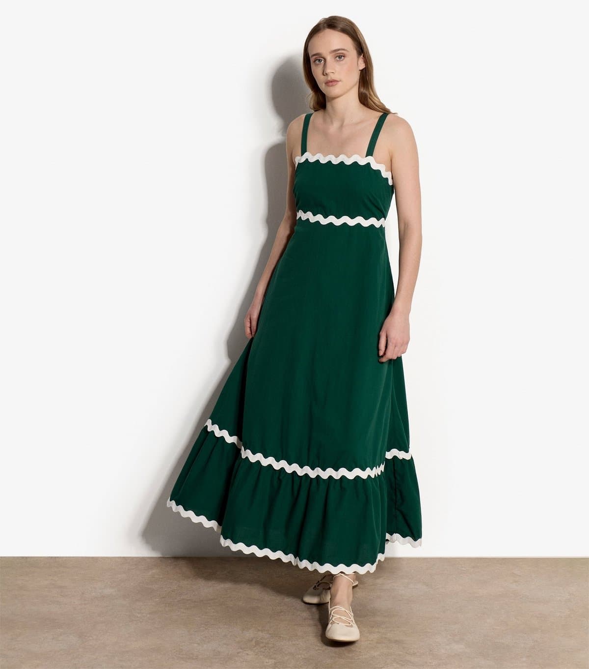 Apricot Women's Dark Green Cotton Trapeze Maxi Dress Apricot New Look