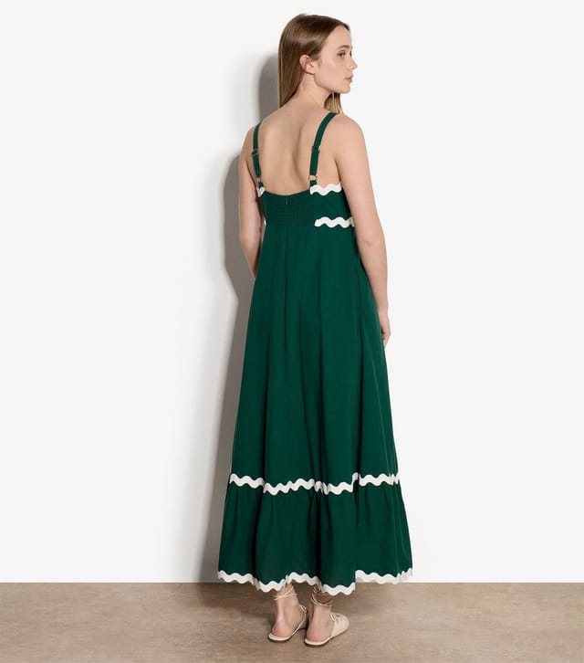 Apricot Women's Dark Green Cotton Trapeze Maxi Dress Apricot New Look - 2