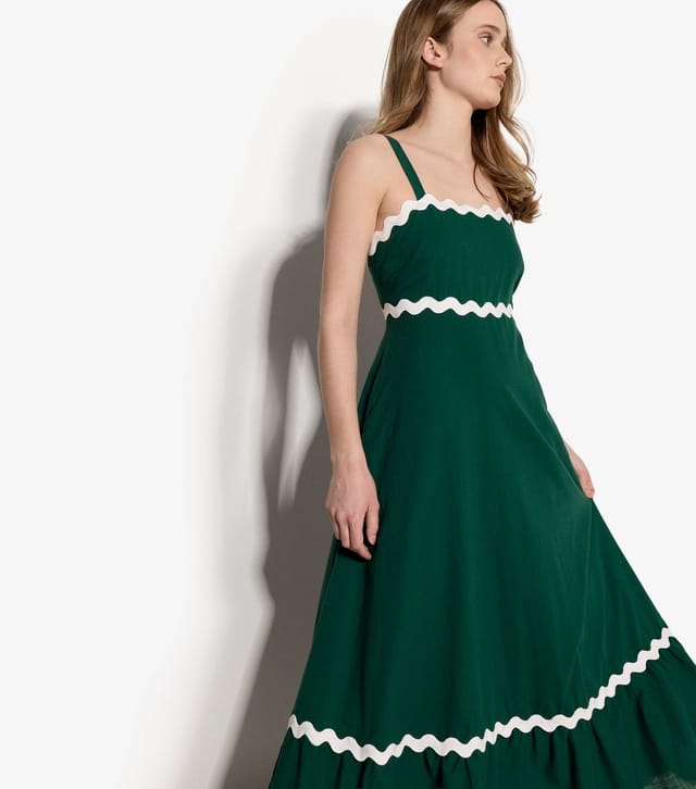 Apricot Women's Dark Green Cotton Trapeze Maxi Dress Apricot New Look - 3