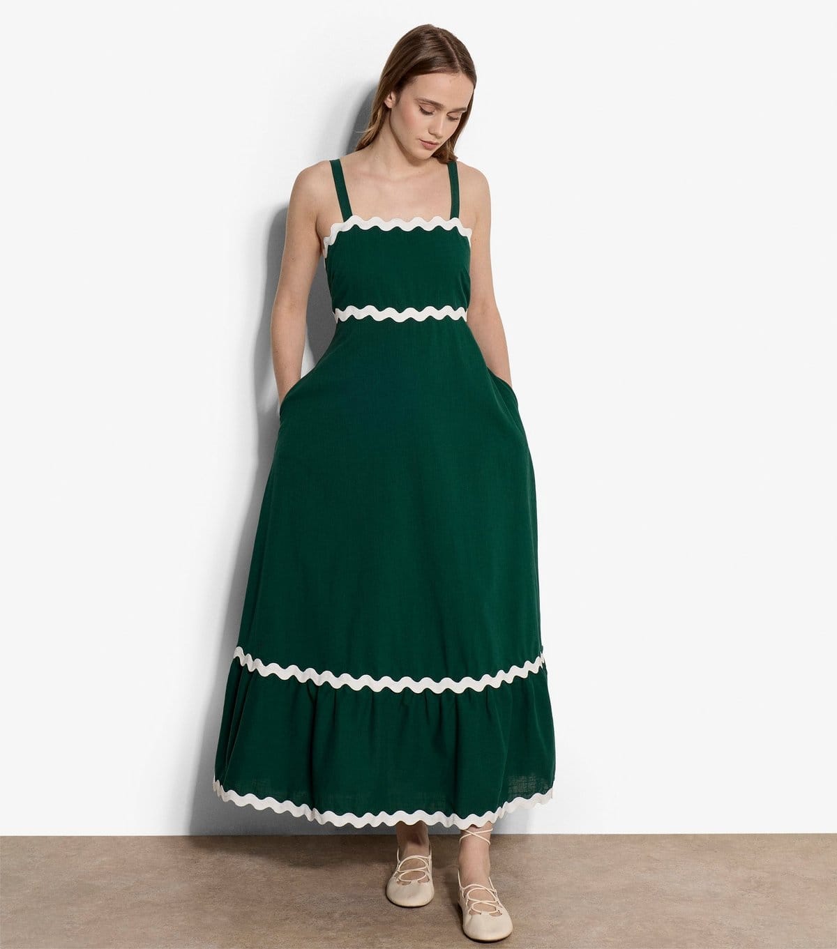 Apricot Women's Dark Green Cotton Trapeze Maxi Dress Apricot New Look - 4