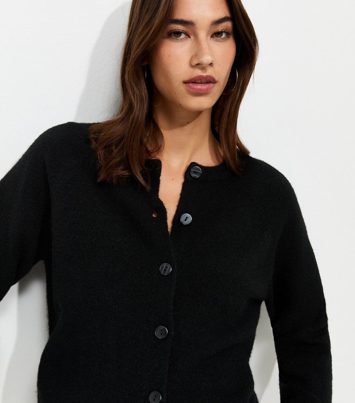 New Look Women's Black Knitted Meet The Jean Raglan Cardigan New Look - 1