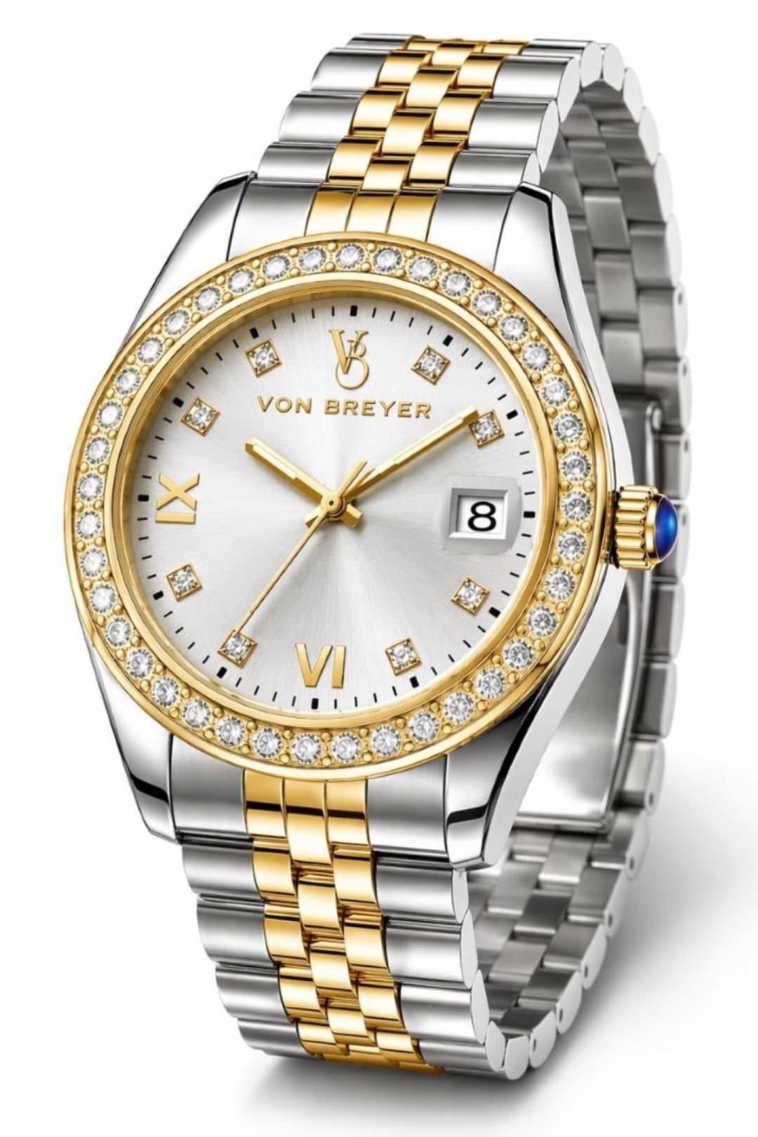 VON BREYER VON BREYER Women's Watches Eterna Diamond Gold & Silver Watch with Diamond Numerals