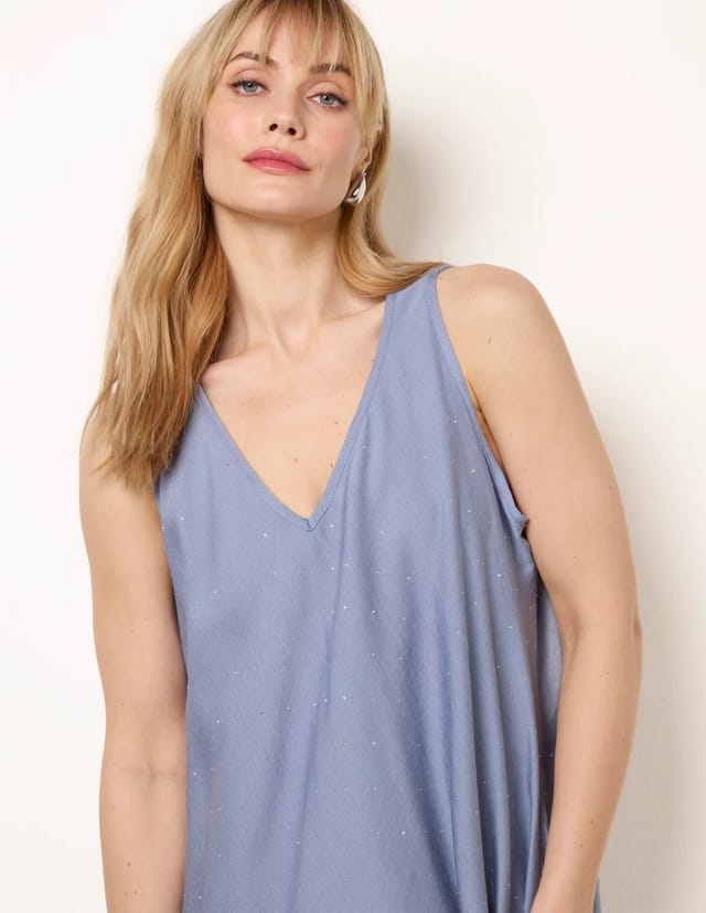 Blue Vanilla Diamante V Neck Dress - 2