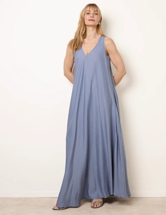 Blue Vanilla Diamante V Neck Dress - 3