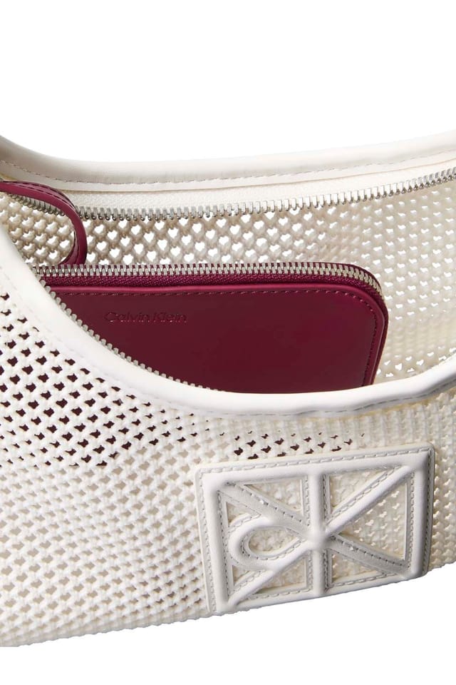Calvin Klein Calvin Klein Women's Emblem Mesh Shoulder Bag White Alyssum - 3