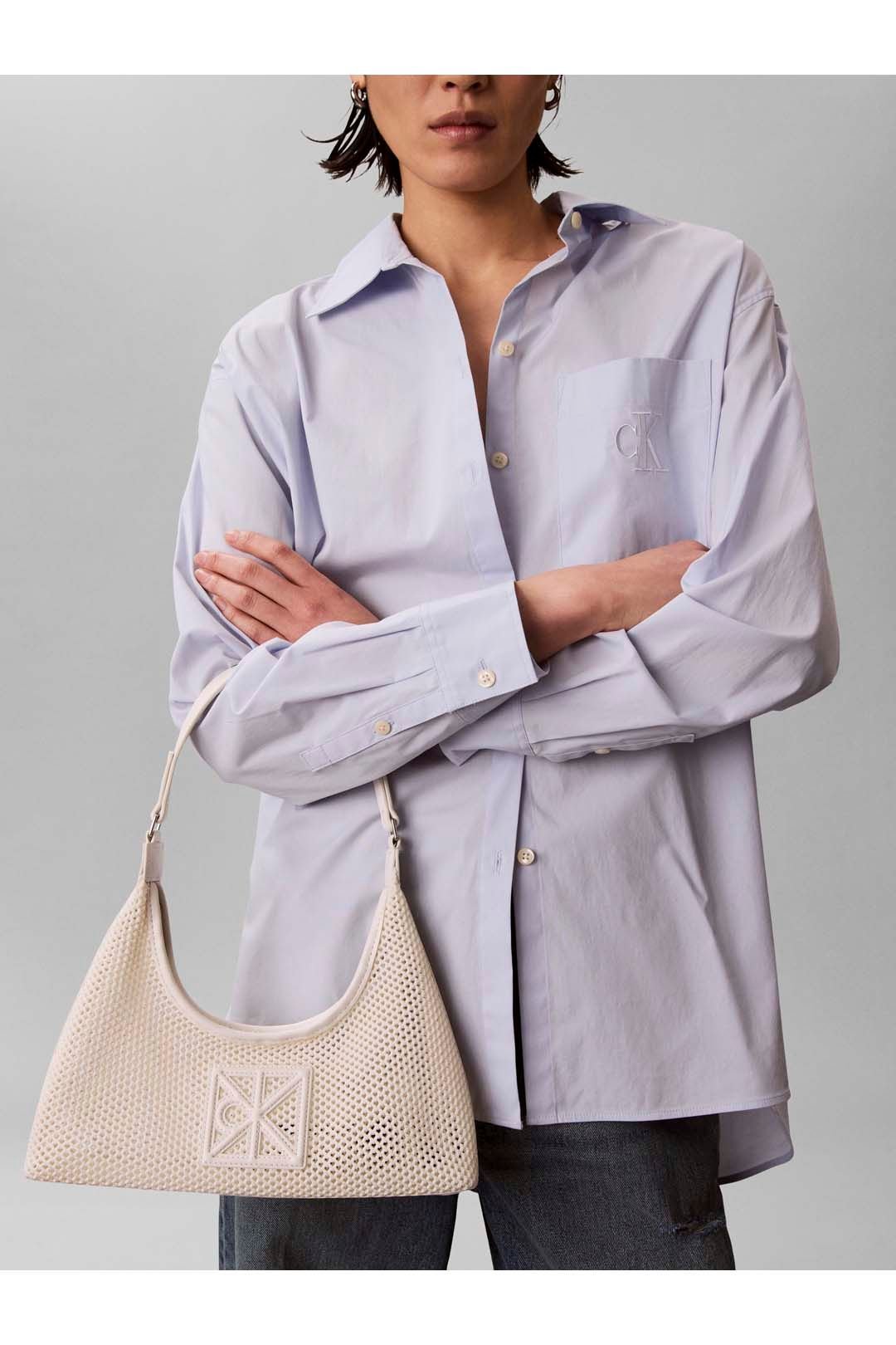 Calvin Klein Calvin Klein Women's Emblem Mesh Shoulder Bag White Alyssum - 4