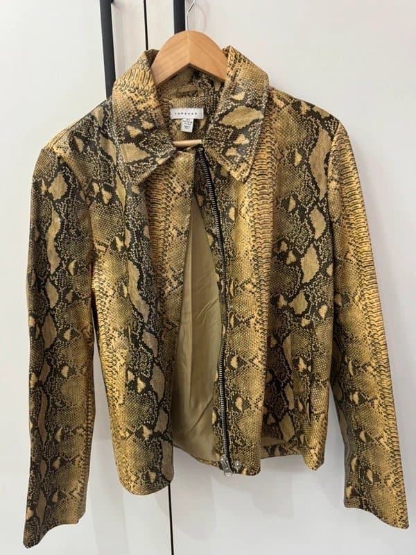 Topshop Topshop snake print faux leather jacket
