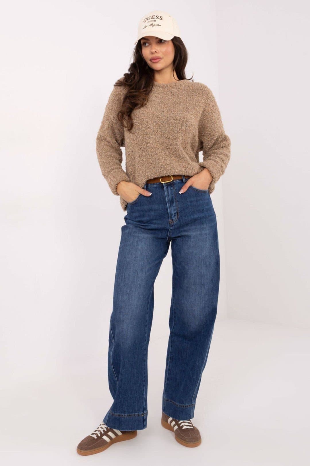 Love Lace Love Lace Women's High Waist Soft Elastic Balloon Jeans in Blue