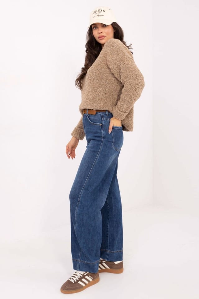 Love Lace Love Lace Women's High Waist Soft Elastic Balloon Jeans in Blue - 2
