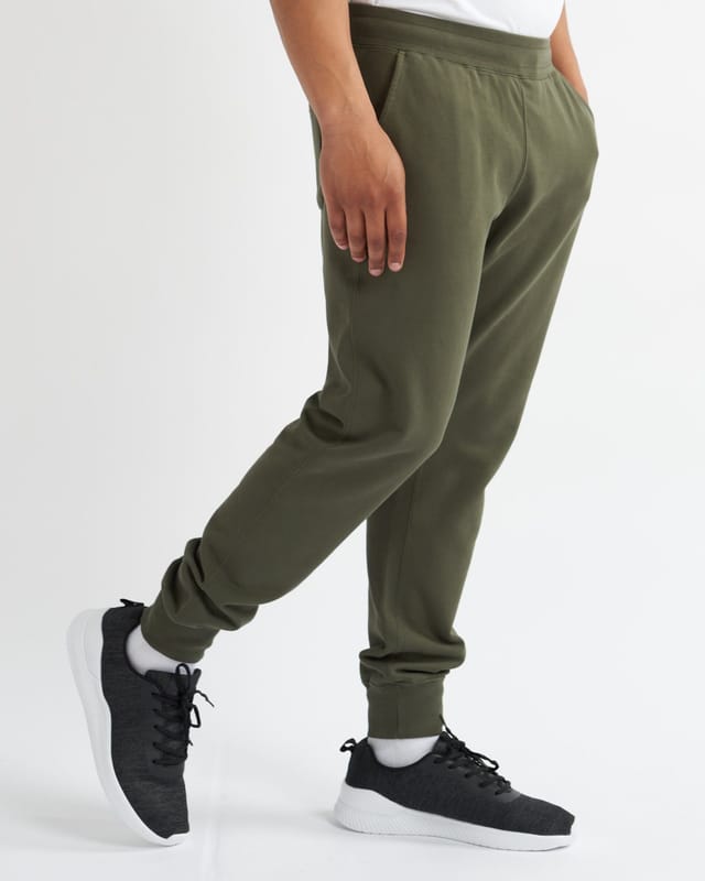 Alse Studio Alse Studio Men's Premium Cotton Cuffed Joggers Relaxed Fit With Pockets in Khaki - 3
