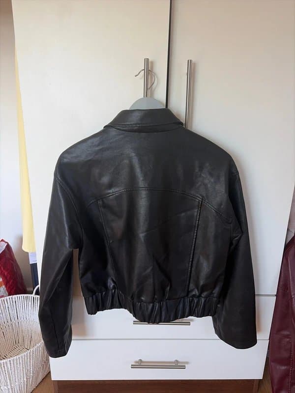 ASOS ASOS design black leather bomber jacket
