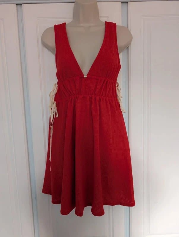 ASOS ASOS Design textured mini sundress in red size 4