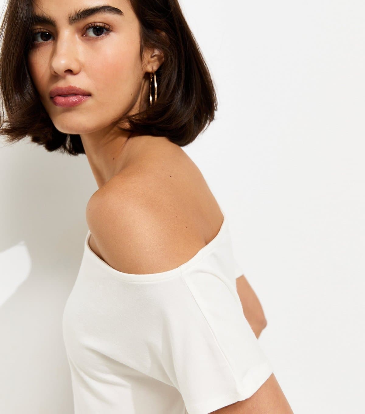 New Look New Look Cream Jersey Off-The-Shoulder Top