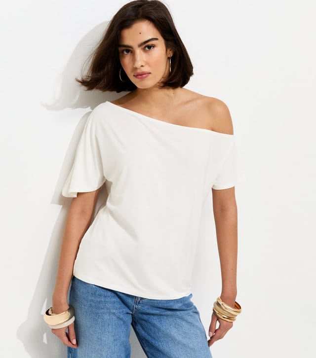 New Look Women's Cream Jersey Off The Shoulder Top New Look - 2