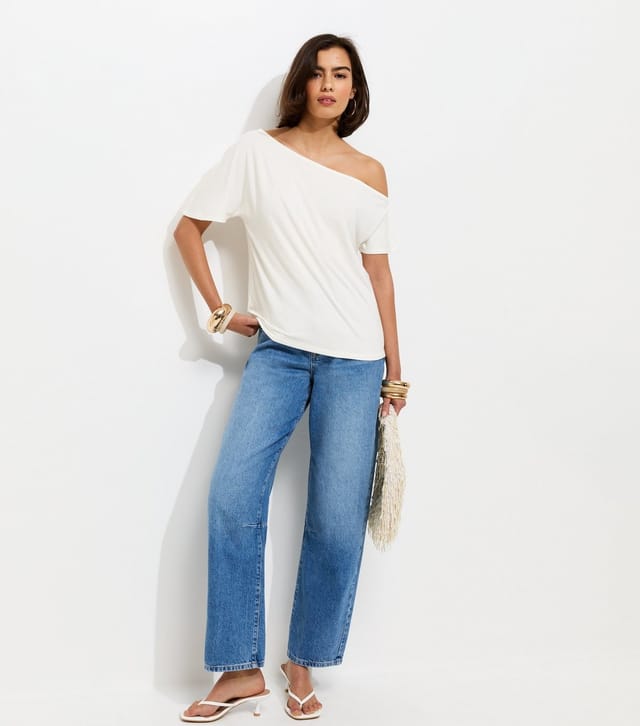 New Look Women's Cream Jersey Off The Shoulder Top New Look - 3