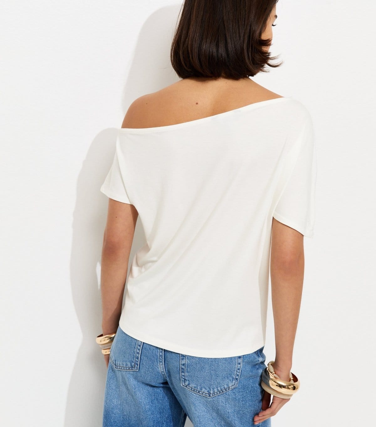 New Look Women's Cream Jersey Off The Shoulder Top New Look - 4