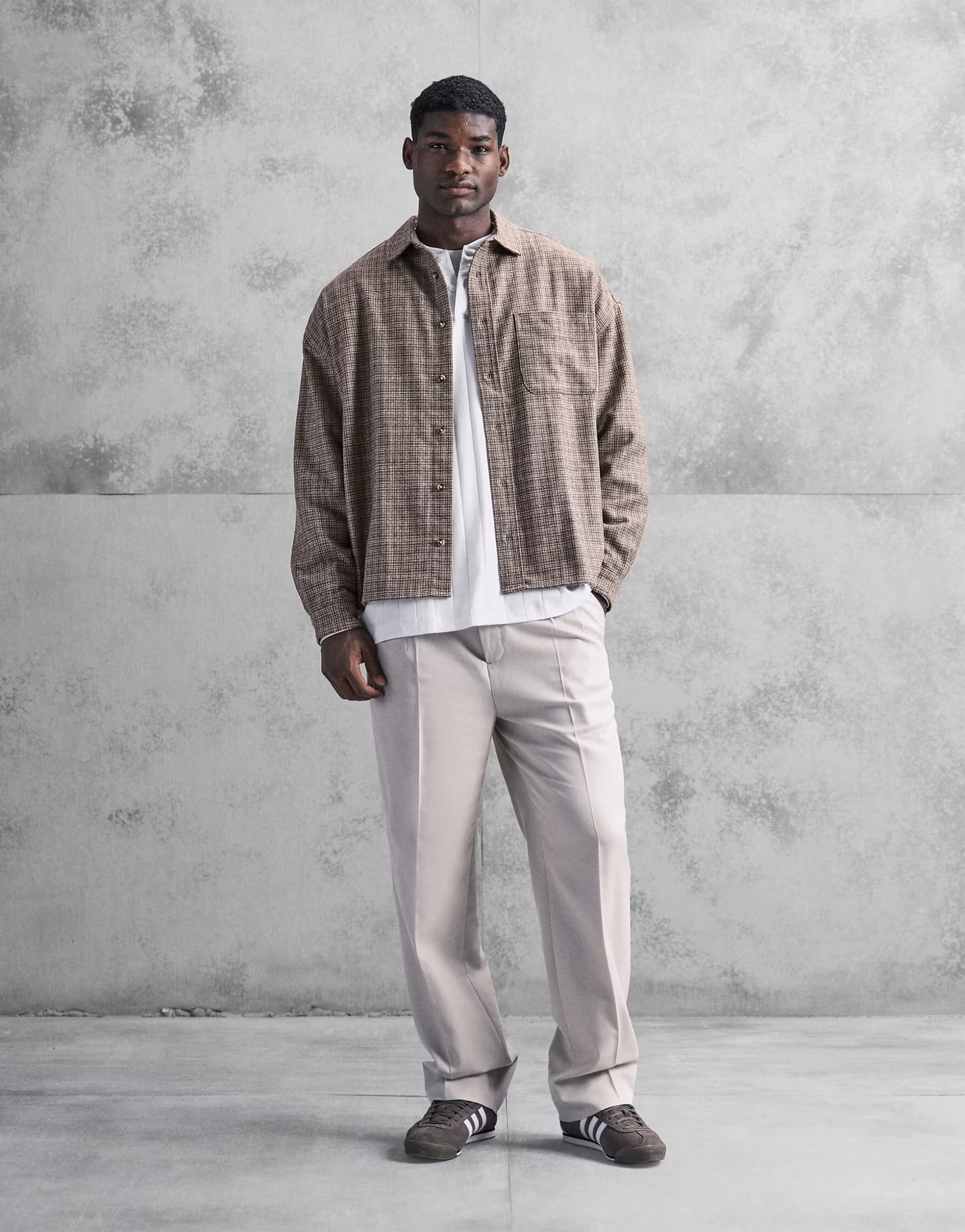 ASOS ASOS DESIGN volume oversized wool blend shirt in brown