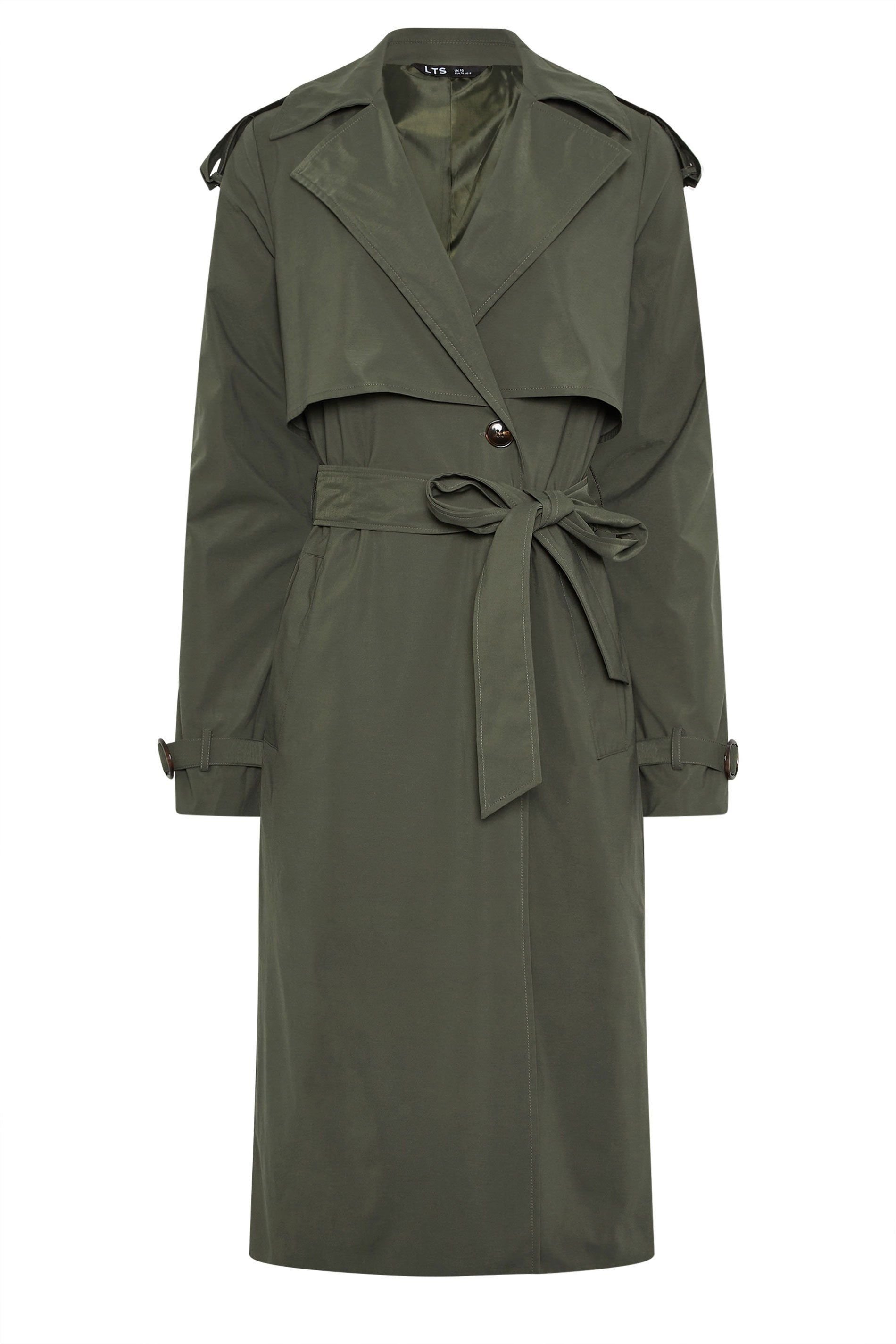 Long Tall Sally Long Tall Sally Women's Tall Trench Coat in Dark Green - 2