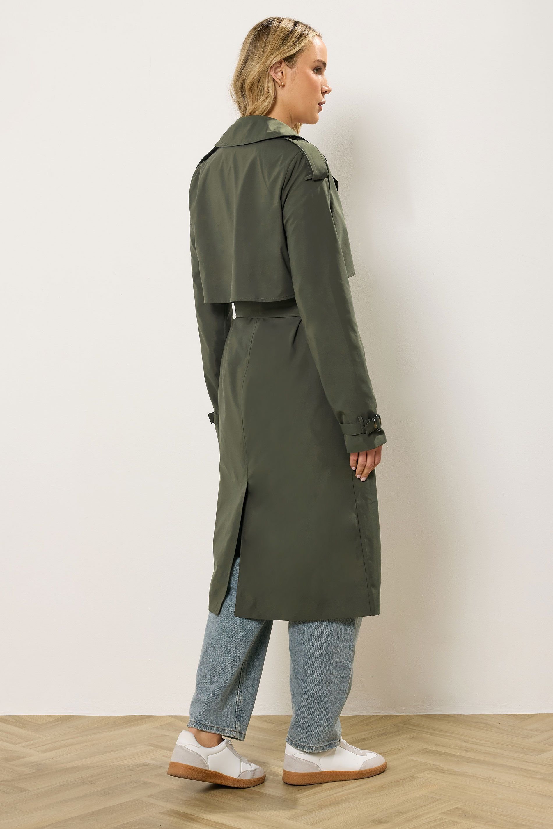 Long Tall Sally Long Tall Sally Women's Tall Trench Coat in Dark Green - 3