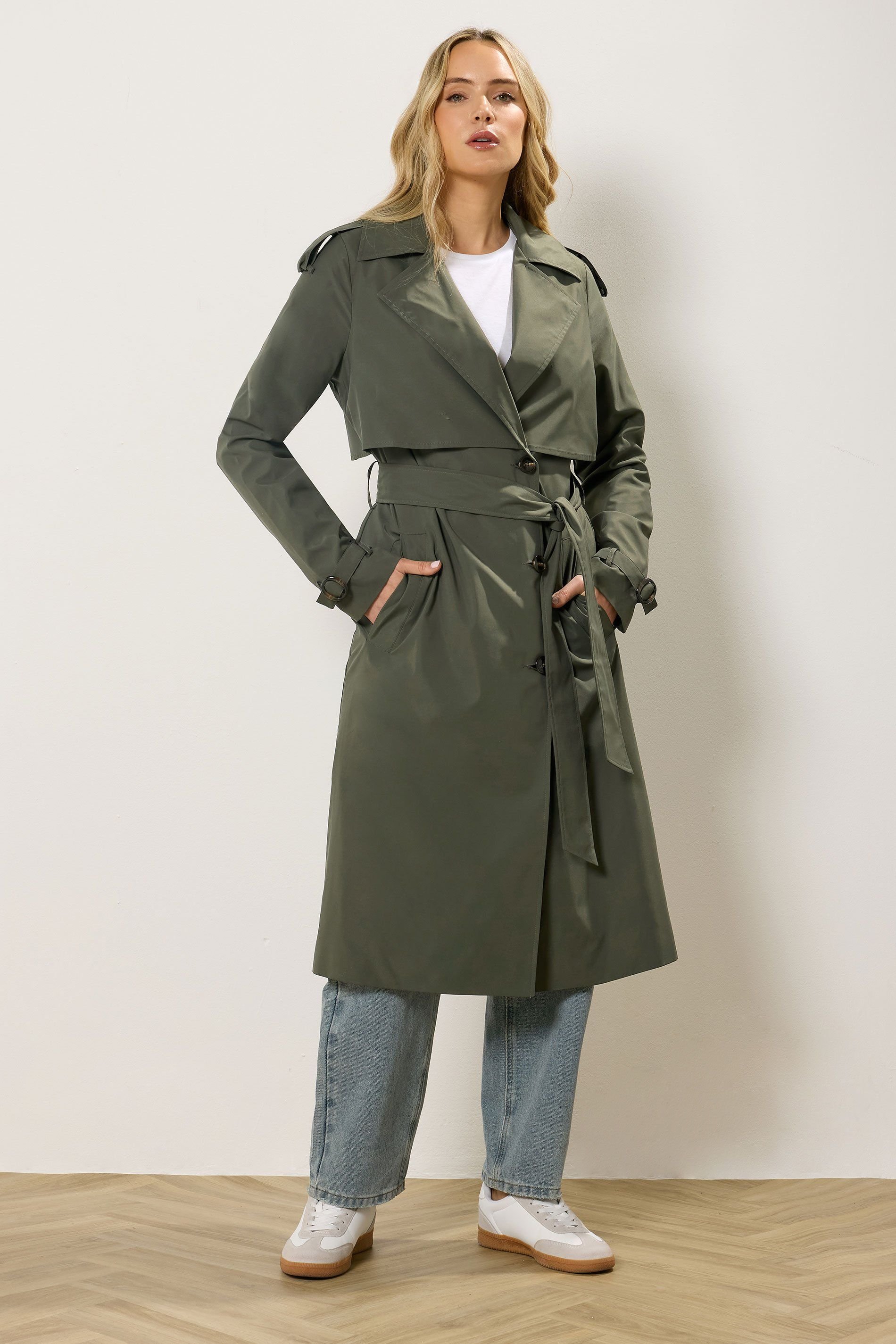 Long Tall Sally Long Tall Sally Women's Tall Trench Coat in Dark Green - 4