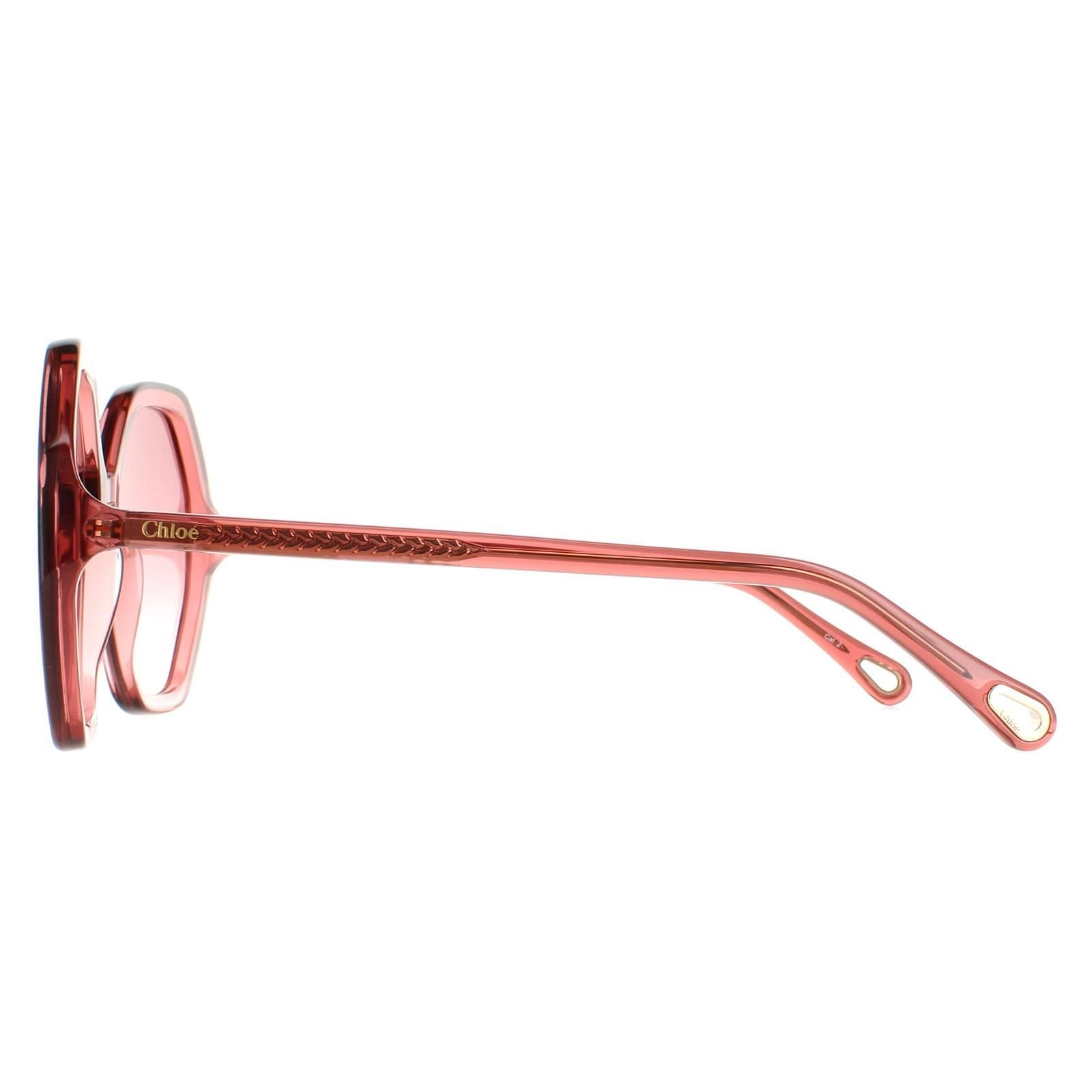 Chloé Chloé Women's Round Pink Crystal Pink Brown Gradient CH0008S Esther - 3