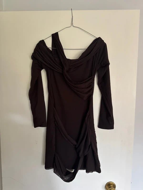Bershka Brown Bershka long sleeved mini dress with knots