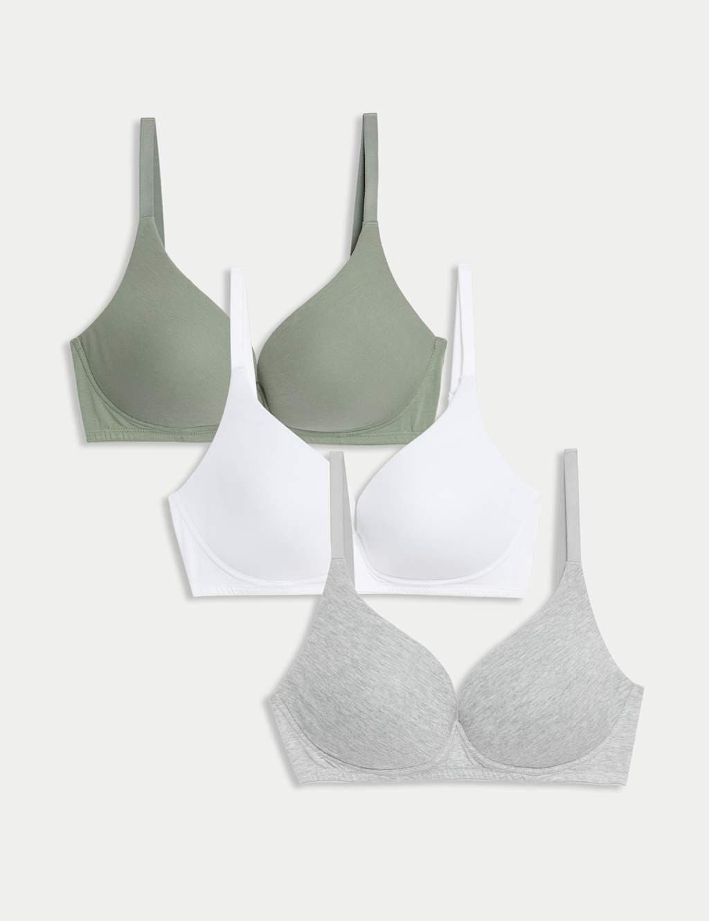 Marks & Spencer M&S 3pk Non Wired Plunge T-Shirt Bras A-E Dark Pewter