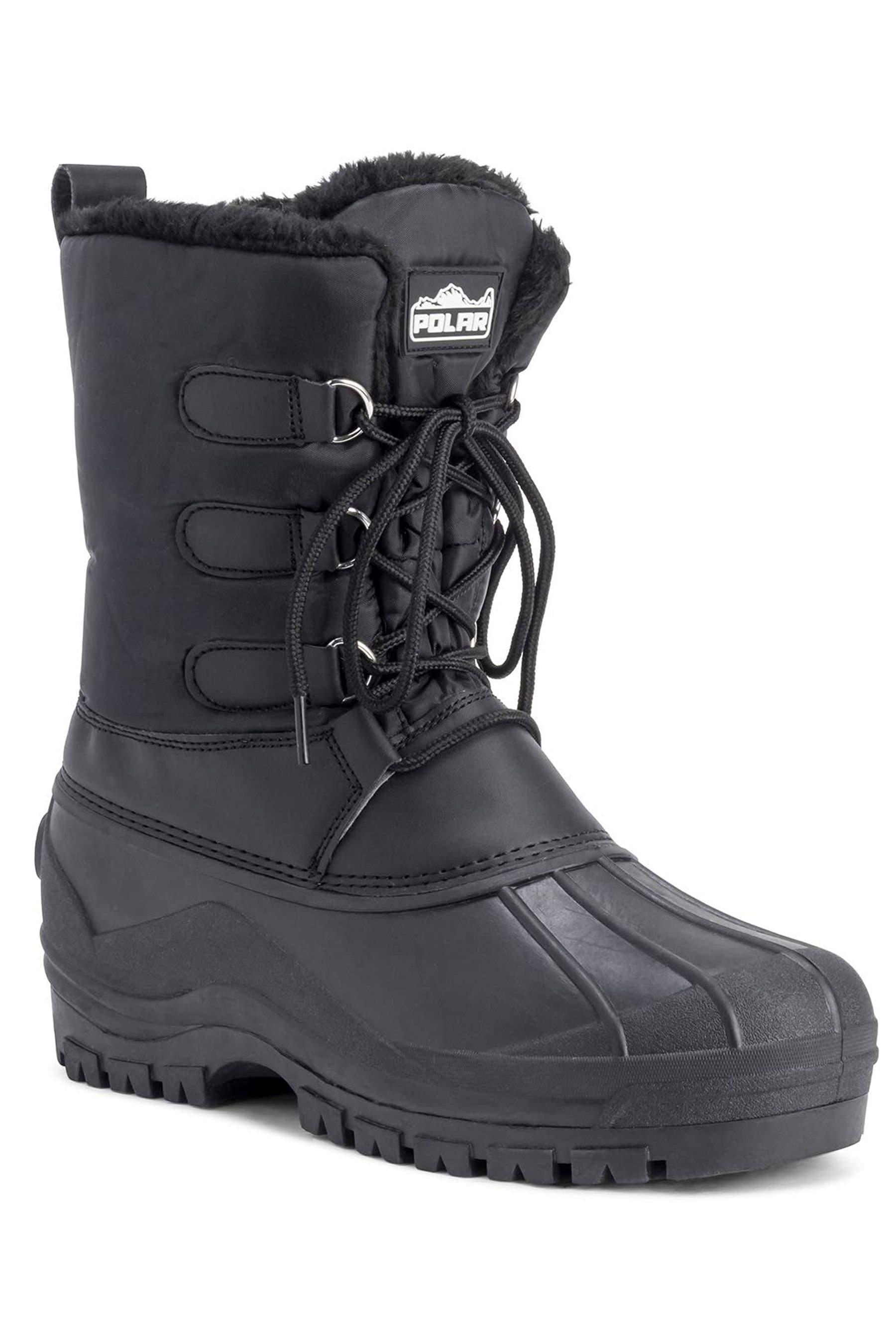 Viva VIVA Men's Polar Muck Lace Up Short Nylon Winter Snow Rain Duck Boots in Black