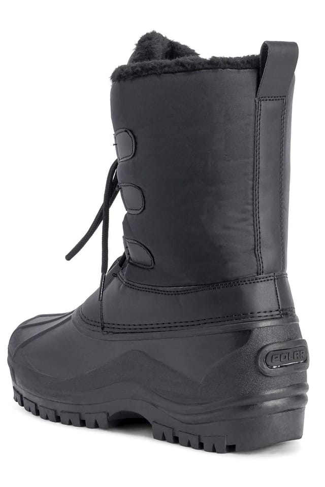 Viva VIVA Men's Polar Muck Lace Up Short Nylon Winter Snow Rain Duck Boots in Black - 3