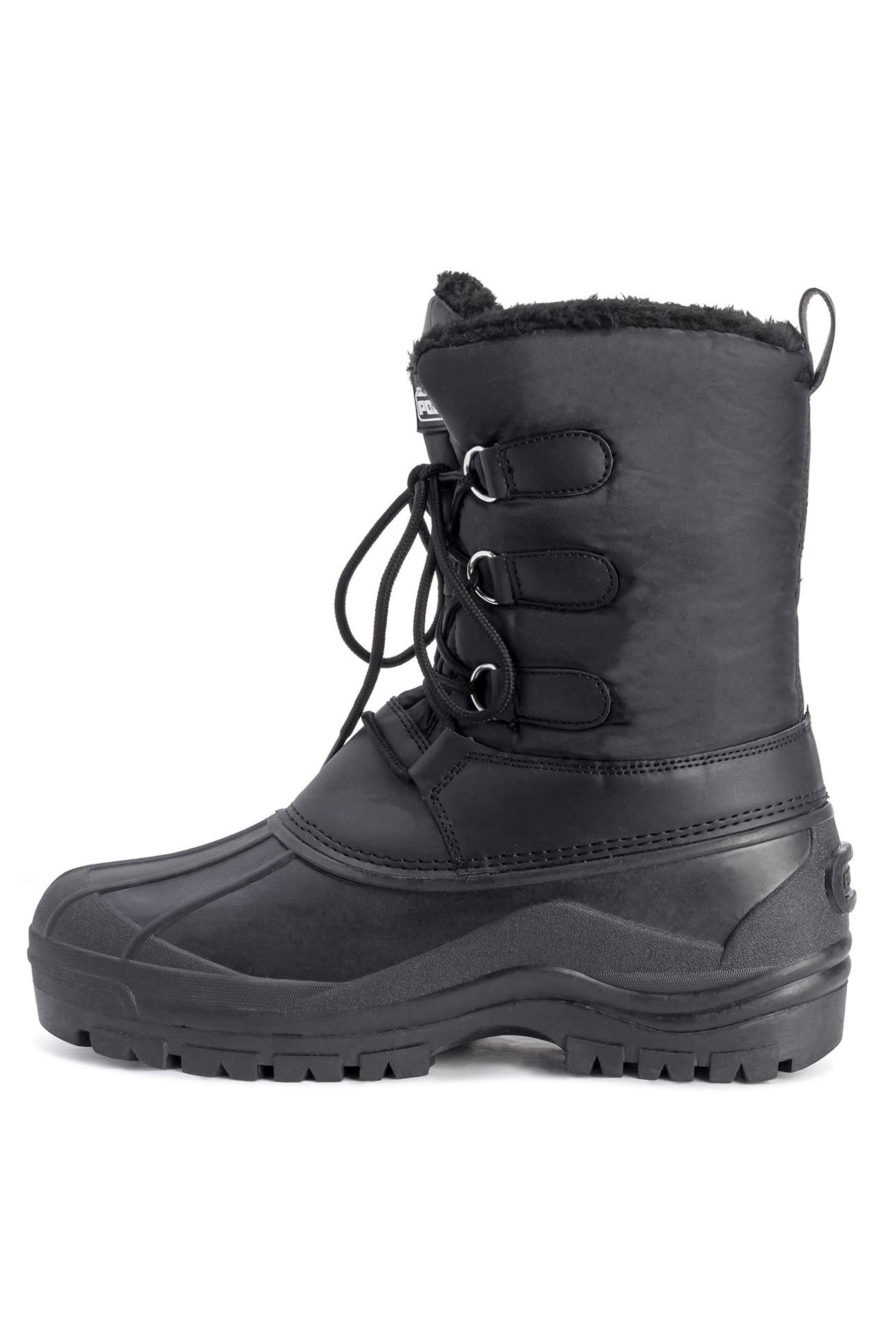 Viva VIVA Men's Polar Muck Lace Up Short Nylon Winter Snow Rain Duck Boots in Black - 4