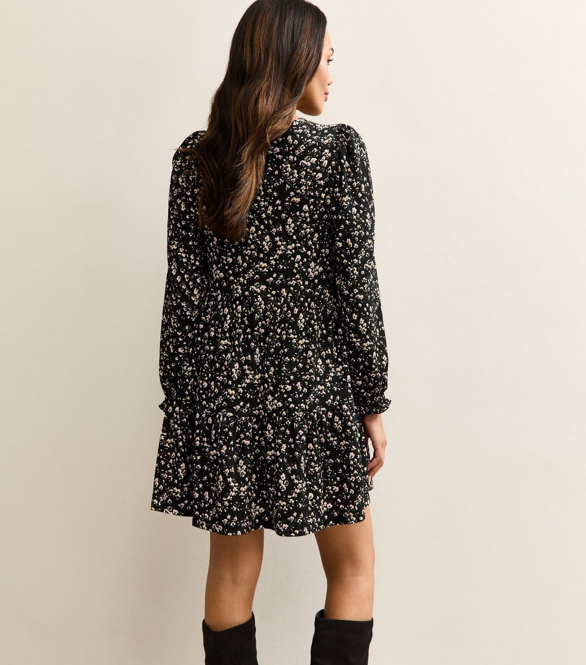 New Look Women's Maternity Black Ditsy Smock Tiered Mini Dress New Look - 4