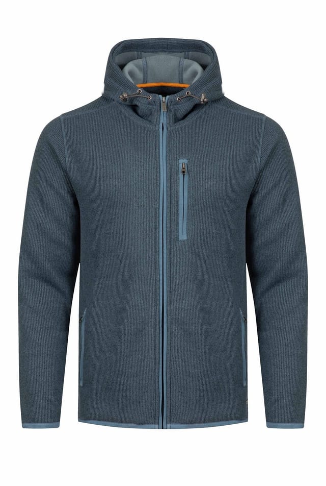 Weird Fish Weird Fish Men's Lockie Full Zip Bonded Fleece Hoodie in Mid Blue - 2